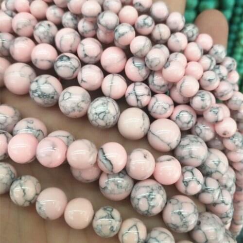 65pcs nature pink turquoise round ball gem stone diy beads size 6mm women bracelets making findings beads accessories top sells