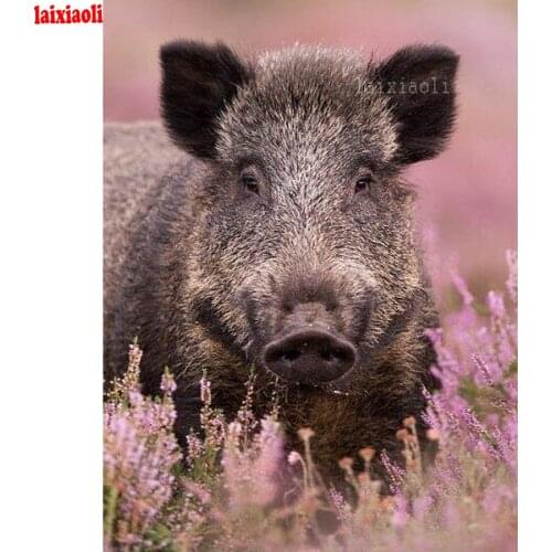 Diy diamond painting wild boar full 5D diamond embroidery forset animals mosaic cross stitch crystal diamond pig decorative art
