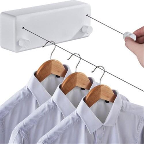 Balcony Clothesline Stainless Steel Free Punching Clothes Drying Retractable Rope Invisible Creative Laundry Line Indoor Hanger