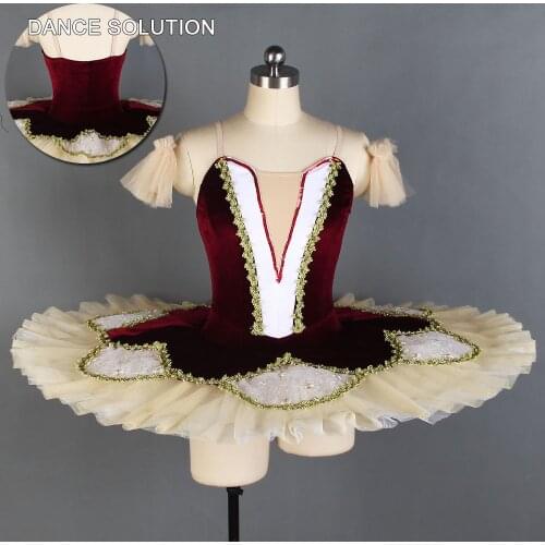 Burgundy Stretch Top Classical Tutu Ballet Pancake Dance Tutu Women & Girl Stage Dancewear Ballerina Professional Costume BLL133