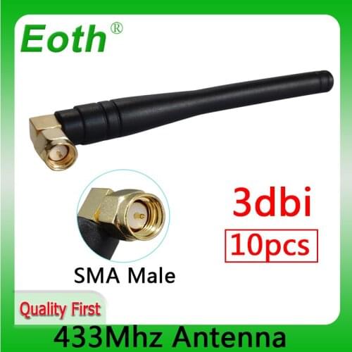 10pcs 433Mhz Antenna 3dbi SMA Male Connector Waterproof 433 MHz Directional Antena Rubber Aerial Wireless Repeater Lorawan