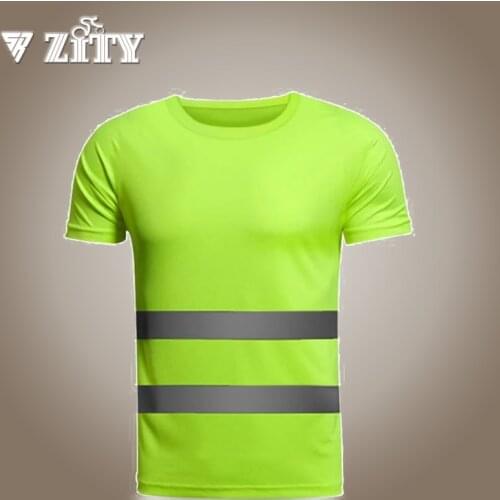 Summer Men Work Quick Dry T-shirt Road High Visibility Safety Reflective T shirt Mens Short Sleeve Casual Tops Tee Workwear Slim