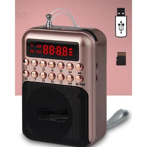 Pocket Radio FM Radio Mini Portable Rechargeable Radio Receiver Speaker Support USB TF Card Music MP3 Player