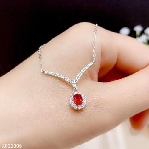 KJJEAXCMY Fine Jewelry 925 Sterling Silver inlaid Natural gemstone ruby Female Pendant Necklace elegant Support test