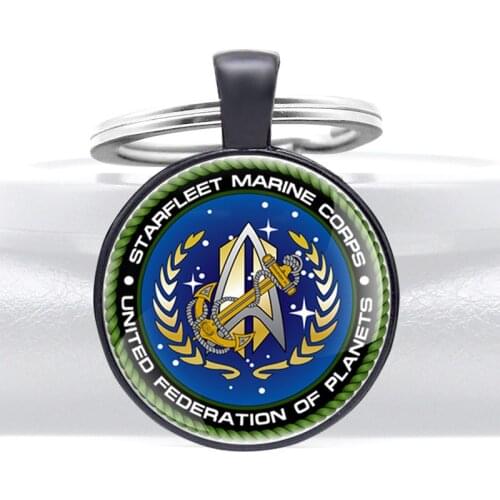 Classic Interstellar Symbol Glass Cabochon Keychain Pendant Necklace Men Women key High Quality Ring Jewelry Accessories