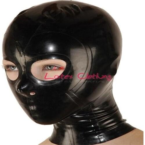 Top Grade Latex Hood Unisex bdsm Hood Latex Bondage Open Nose and Chin Latex Rubber Mask Costume Adults Cosplay Game Toys