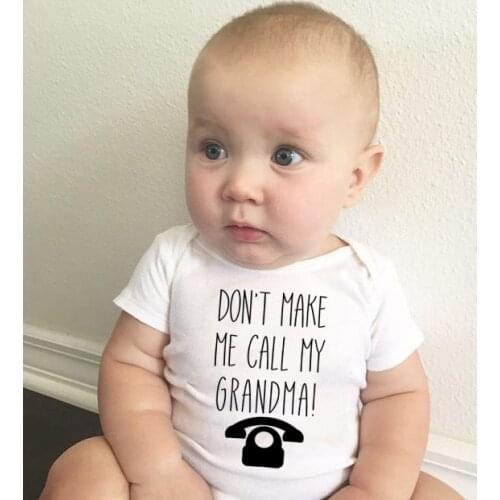 Summer Toddler Baby Girl Don't Make Me Call Grandma Print Romper Short Sleeve Boys Jumpsuit Playsuit Kids Casual Outwear