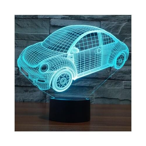 Hot NEW 7color changing 3D Bulbing Light Volkswagen Beetle illusion LED lamp creative action figure toy Christmas gift