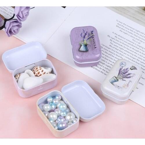 Lavender mini tin box Sealed jar packing boxes jewelry, candy box small storage boxes cans Coin earrings, headphones gift box