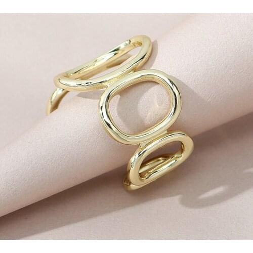 Fashion Big Oval Rings New Punk Metal Alloy Hollow Round Opening Women Finger Ring For Female Lady Party Wedding Gifts Girl Anel