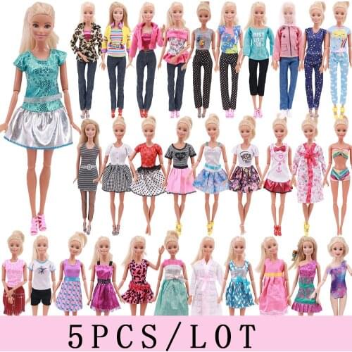 4 or 5 PCS/set MIX Doll Fashion Outfits Daily Wear Casual Dress Handmade High Quality Doll Clothes For Barbied Doll Accessories