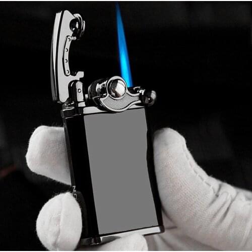 Jobon new BUTANE gas inflation lighter, METAL automatic arm punching TORCH fire ignition CIGAR lighter smoking set