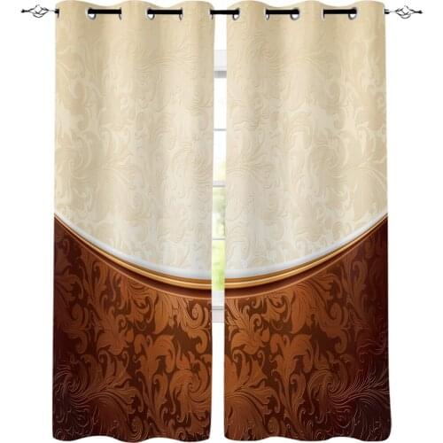 Baroque Pattern Window Curtains LivingRoom Kitchen Curtains Left and Right Biparting Open