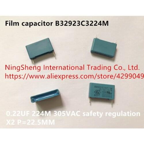 Original new 100% film capacitor B32923C3224M 0.22UF 224M 305VAC safety regulation X2 P=22.5MM (Inductor)