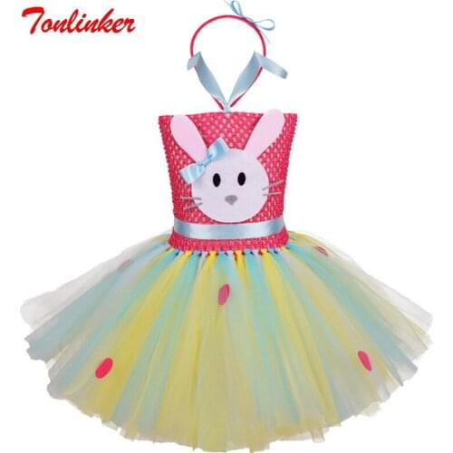 Girls New Christmas Animal Cartoon Costume Dress Childrens Cosplay Rabbit Halloween Tutu Dress Pageant Ball Gown Dresses