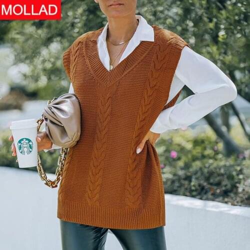 Hot European and American Womens Clothing 2021 Autumn and Winter New Knitted Sleeveless Vest Sweater Vest for Women