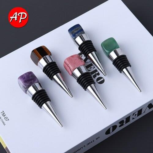 1pc Natural Gem Red Wine Stopper Rose Quartz Bottle Cap Vacuum Sealer for Party Decoration Champagne Preservation