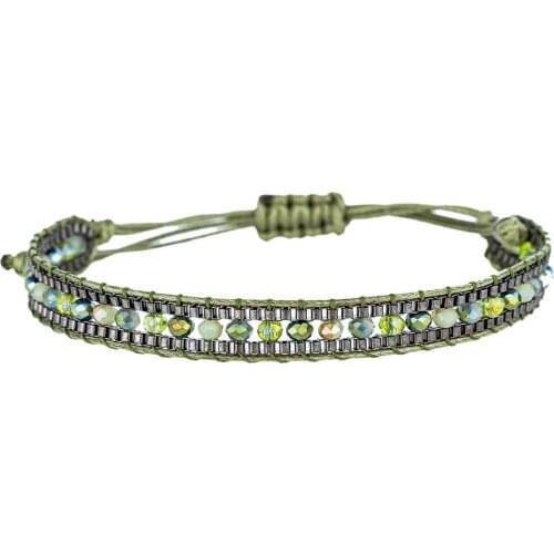 Drop Shipping Unisex Crystal Bead Chain Stretch Wrap Bracelet Boho Adjustable Wrist Bracelet Jewelry for Gift