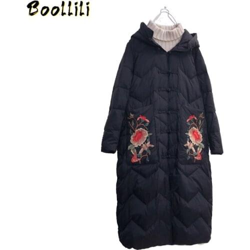 Boollili Duck Down Jacket Women Clothes 2020 Winter Coat Women Korean Vintage Embroidery Puffer Jacket Women Warm Parka