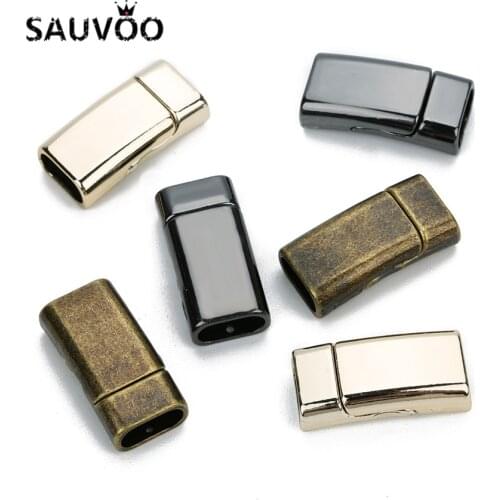 SAUVOO 5Pcs/lot Hole Size 10*5mm KC Gold Color Flat Strong Magnetic Claps Connectors For Leather DIY Jewelry Making Findings