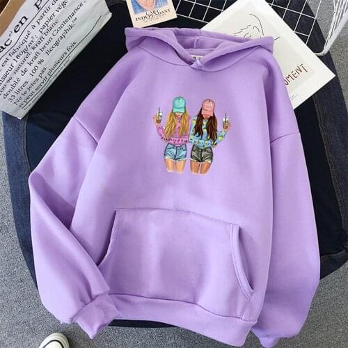 Autumn Winter Fashion Pink White Purple Friends Cute Letter Print Hoodies Women O-neck Pullover Sweatshirt Female Poleron Mujer