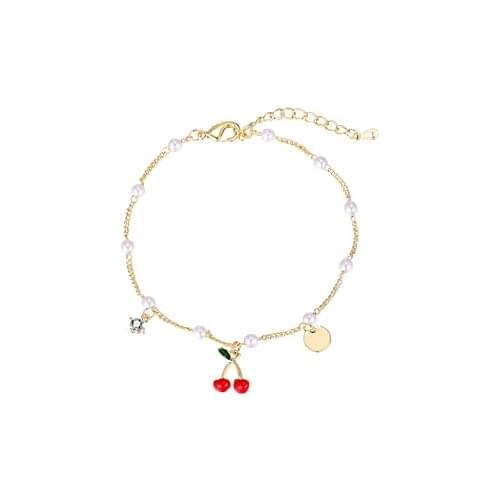 Sweet Cherry Fruit Bracelet Female Light Luxury Exquisite Student Girlfriends Gold-plated Bracelet