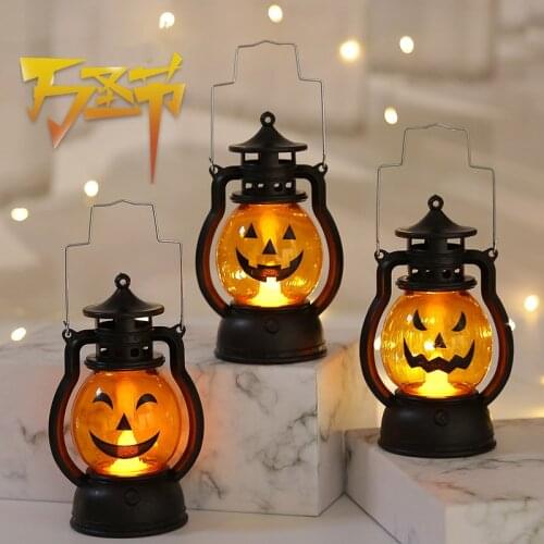Pumpkin Skull LED Pony Lantern Halloween Decoration Prop Creative Holiday Bar Party Light LED Oil Lamp Prop