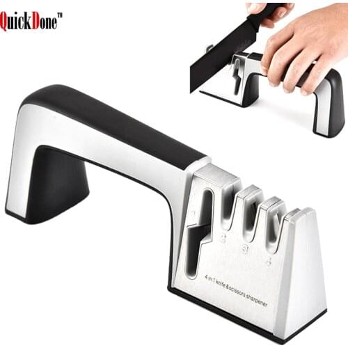 QuickDone Knife Sharpener 4 In 1 Multifunctional Diamond Coated Tungsten Steel Scissors Sharpening Kitchen Accessory AKC6207