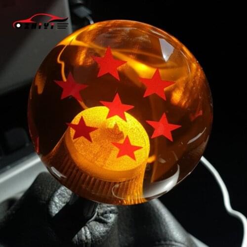 Universal Car Gear Shift Knob Shifter Lever 1-7 STARS Round Ball Shape 54mm Gear Shift Knob Refit Accessories Cover Orange