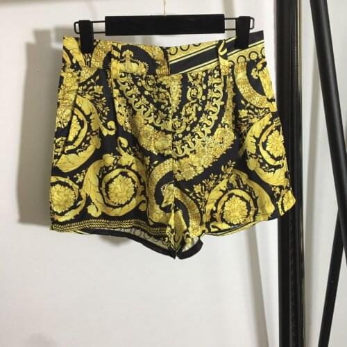 Spring summer 2021 fashion womens retro print high quality high-rise shorts B757