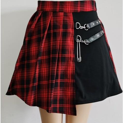 Womens Irregular Mini Pleated Skater Skirt Asymmetric Cutout High Waist Hip Hop Clubwear skirt