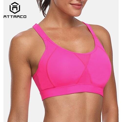 Attraco Womens Sports Bra Hight Impact Padded Support Yoga Bra Breathable Fitness Workout Racerback Sports Top