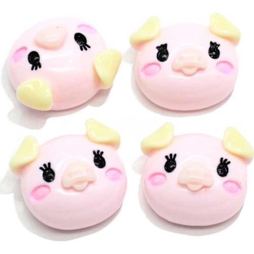 100/50pcs Resin Pig Decoration Crafts Flatback Cabochon Kawaii DIY Embellishments For Scrapbooking Decoration Accessories
