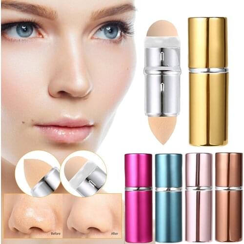 2 In 1 Double-headed Volcanic Face Roller With Makeup Sponge Reusable Facial Tool Instantly Refresh Matte Makeup Oil-Absorbing