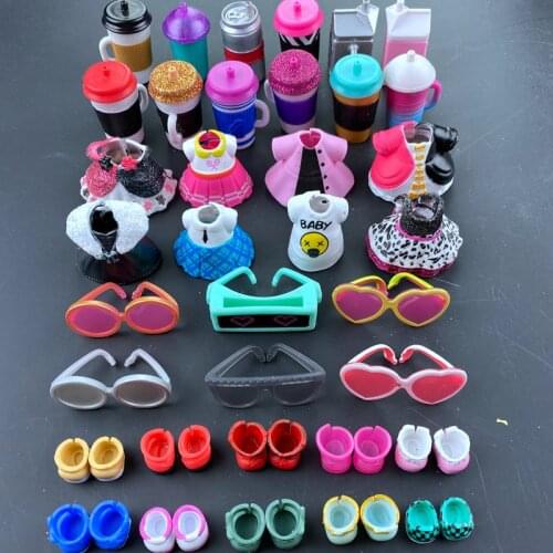 4pc/Set Original Clothes Shoes Bottles Accessories Dress Suit for LOL 8 cm Big Sister Dolls Kid Gift Toy