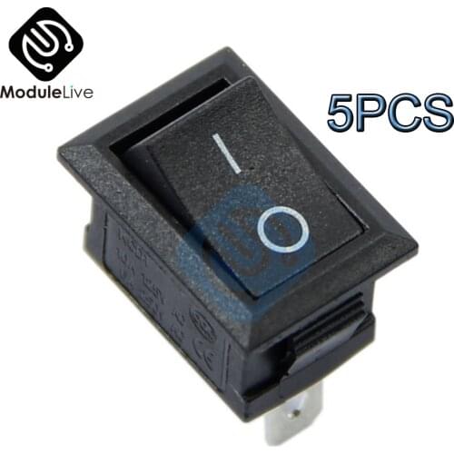 5PCS AC 6A/250V 10A/125V 3 Pin Pins Switch Terminal Snap-in On-Off Black Boat Switch Rocker
