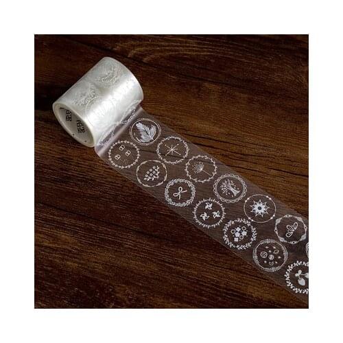 5cm 3m 1 Pcs White Bow Stamp Transparent Style PET Tape DIY Scrapbook Sticker Label Masking Home Decor