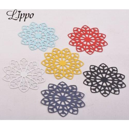 50pcs AC4362 30mm Flower Pendant Findings Painted Flowers Print Charms Connector