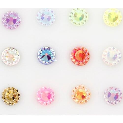 6mm AB Flatback Resin Rhinestones Nail Art Sun Flower Decoration About 500pcs Diamond Round Rhinestone DIY Nail Art Decorations