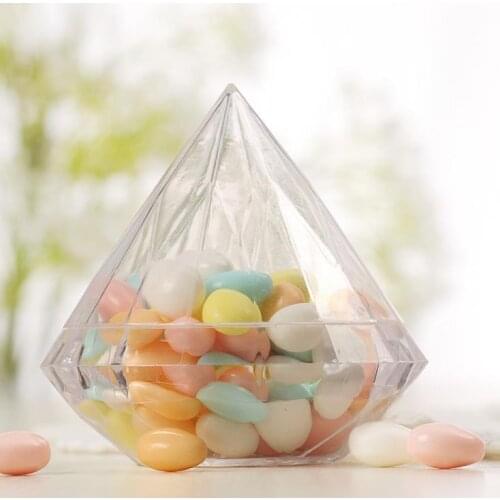 9*9cm Clear Large Plastic Diamond Candy Boxes Wedding Favor Box Candy Holders Banquet Giveaways Free Shipping SN75