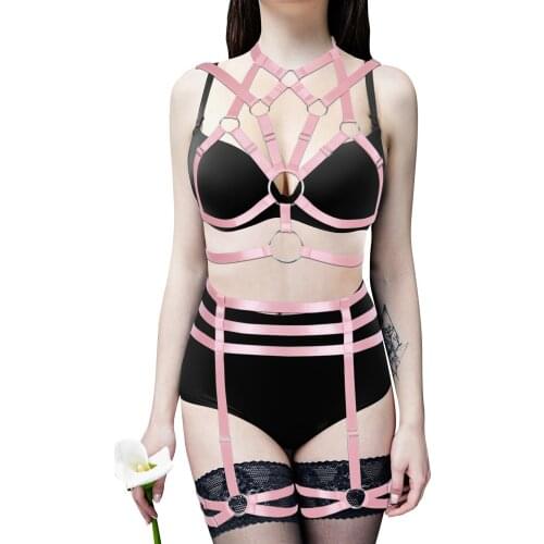 Punk Gothic Accessories Cage Bra Sexy Lingerie Sets Womens Underwear Exotic Costume Harness Fashion Dress Dance Rave Clothing