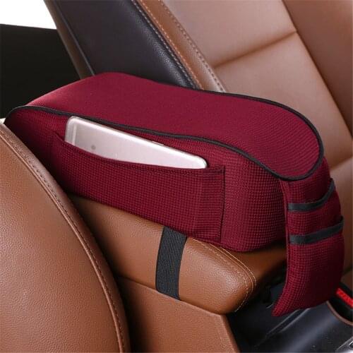 Car Armrest Pad Cushion With Pockets Memory Foam Cushion Central Arm Rest Protection Pad Car Interior Armrests Pad Accessories
