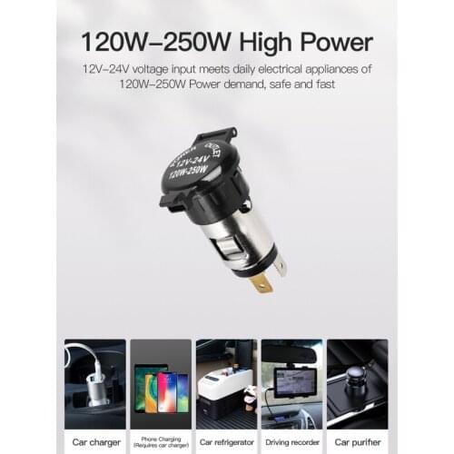 Car Digital Clock Type C PD QC3.0 USB Fast Charger 12V Socket for t.u.k.SUV Boat 203B