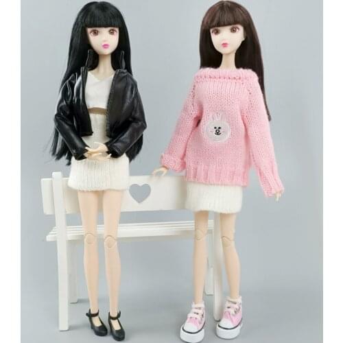 White Knitted Woven Warm Sweater Skirt For Barbie Doll Clothes A-line Skirt Outfits For Blythe Dolls 1/6 Doll Accessories Toy