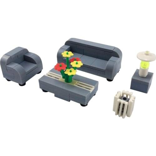 Locking Blocks MOC Educate Family Furniture Light Gray Sofa Building Blocks Bricks Toys for Children Assemble Block Accessories