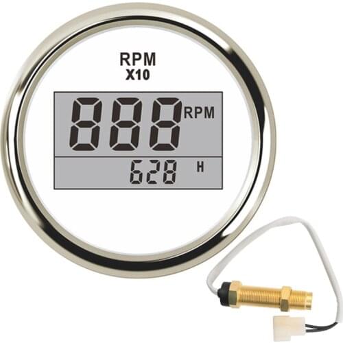 Digital Tachometer With Tacho Gauge Sensor 0~9990 RPM With Hourmeter Red Backlight Fit For Car Truck Boat Marine 52MM