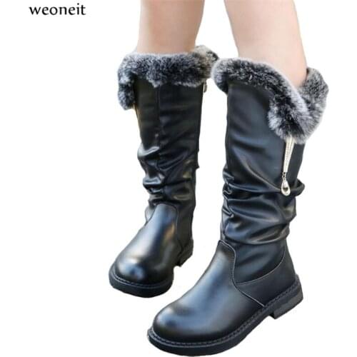 Weoneit Children Snow Boots Girls Shoes Winter Boots Fashion Plush Kids Shoes Black White Red Children Boots 2020 New Size 28-38