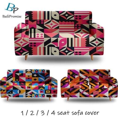 Sofa Set Furniture Decor 1/2/3/4-seater Custom Elastic Couch Line Square Geometric Patterns Sofa Cover For Living Room Bedroom