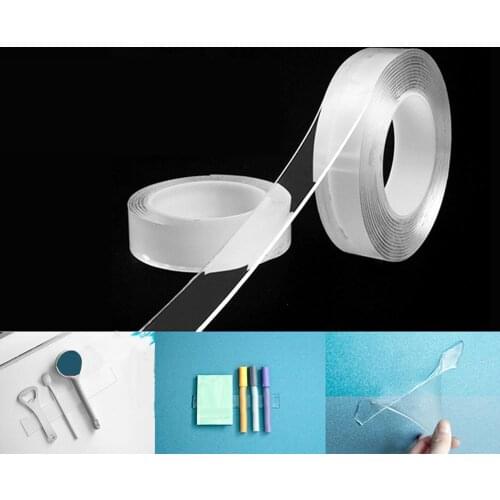1M/2M/3M/5M Double Sided Nano Tape Transparent Reusable Waterproof Adhesive Tape Cleanable Home Removable Washable Adhesive Loop