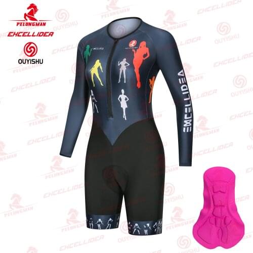 EXCELLIDEA Deep Blue Women Cycling Jumpsuit Summer Female Cycling Skinsuit